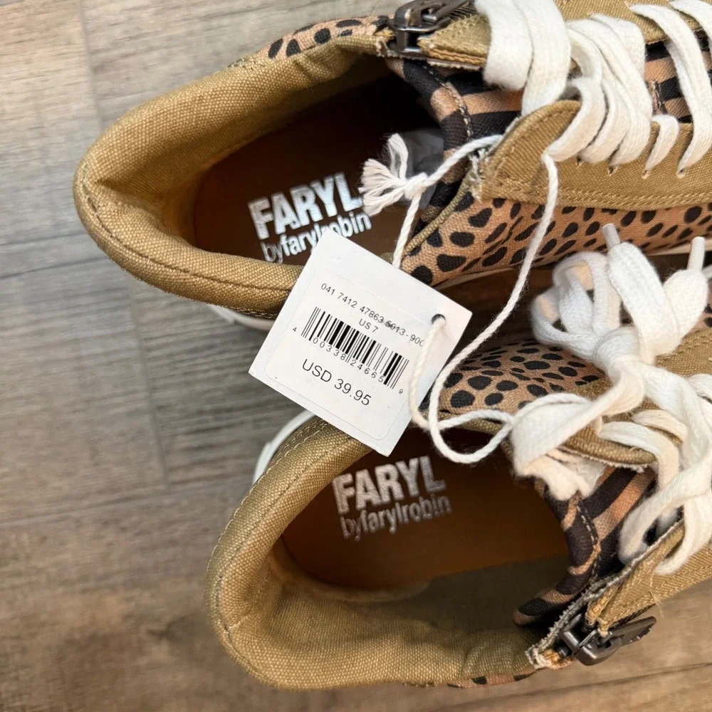 NEW Faryl by Farylrobin AE Animal Leopard Zebra High Top Sneakers Women 7 Street